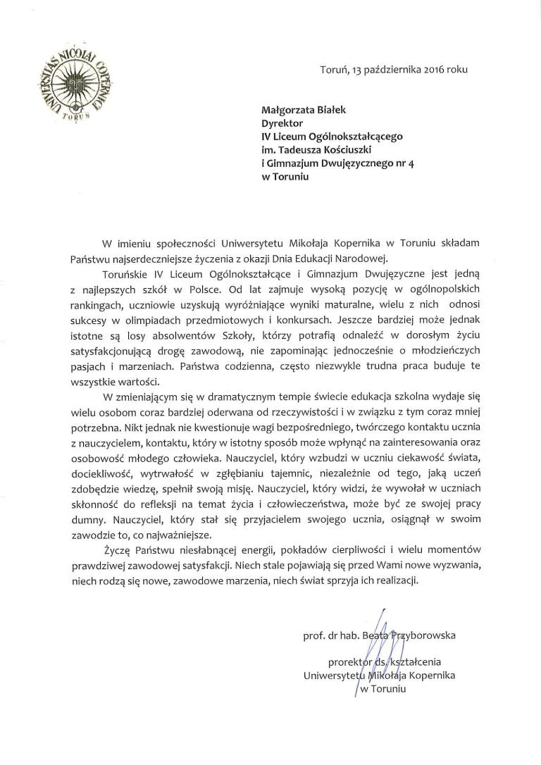 Życzenia z okazji Dnia Nauczyciela