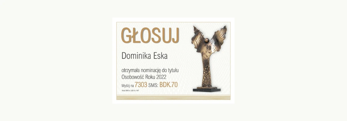 Nasza absolwentka - Dominika Eska - nominowana do tytułu Osobowość Roku 2022