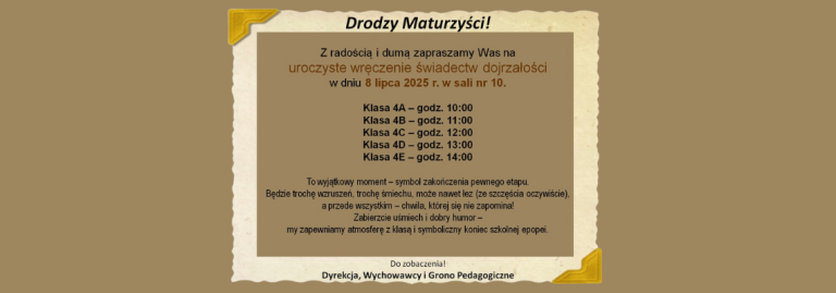 Uroczyste wręczenie świadectw dojrzałości